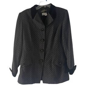 Rickie Freeman Vintage 90s Women's Size 12 Large Wool Blend Polka Dot Blazer